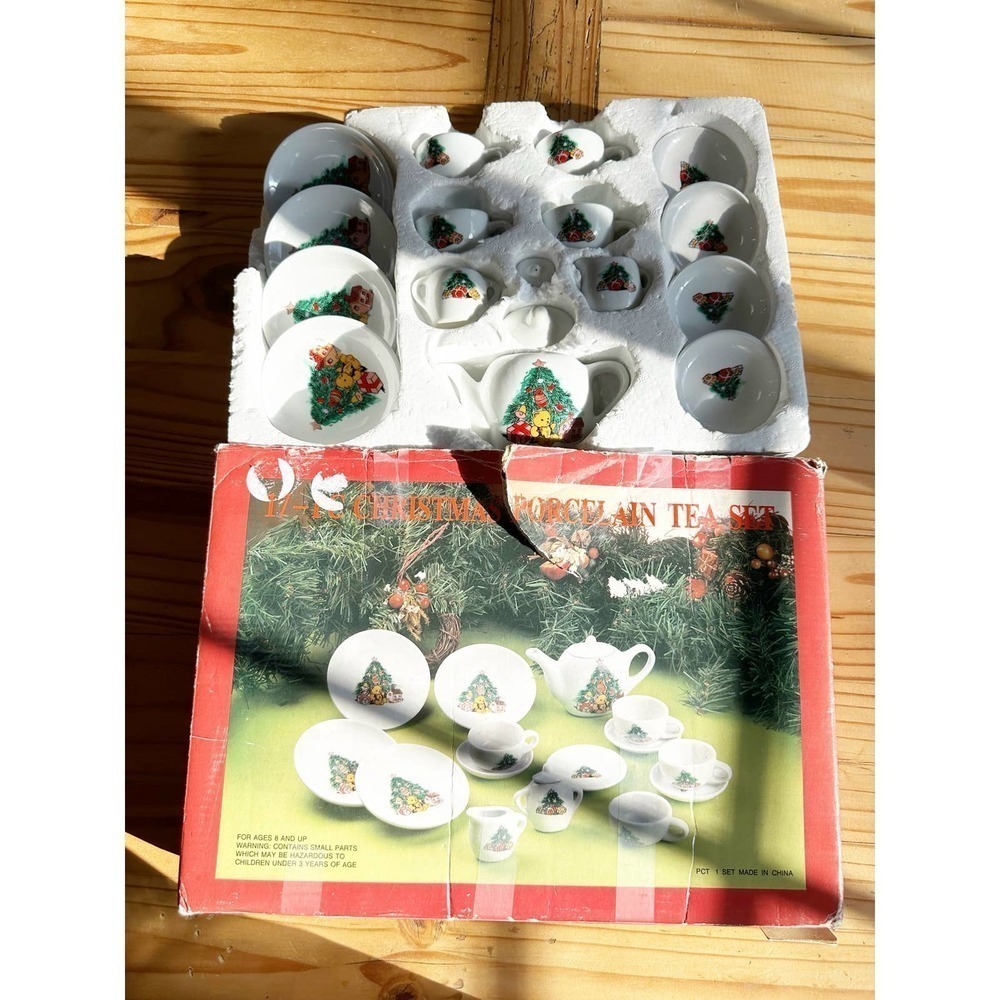 Complete Vintage Porcelain Christmas Tea Set